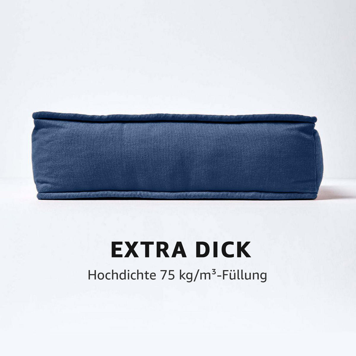 SITZKISSEN dunkelblau 40/40/10 cm – Stuhlkissen Baumwolle - Dunkelblau, Textil (40/40/10cm) - Homescapes