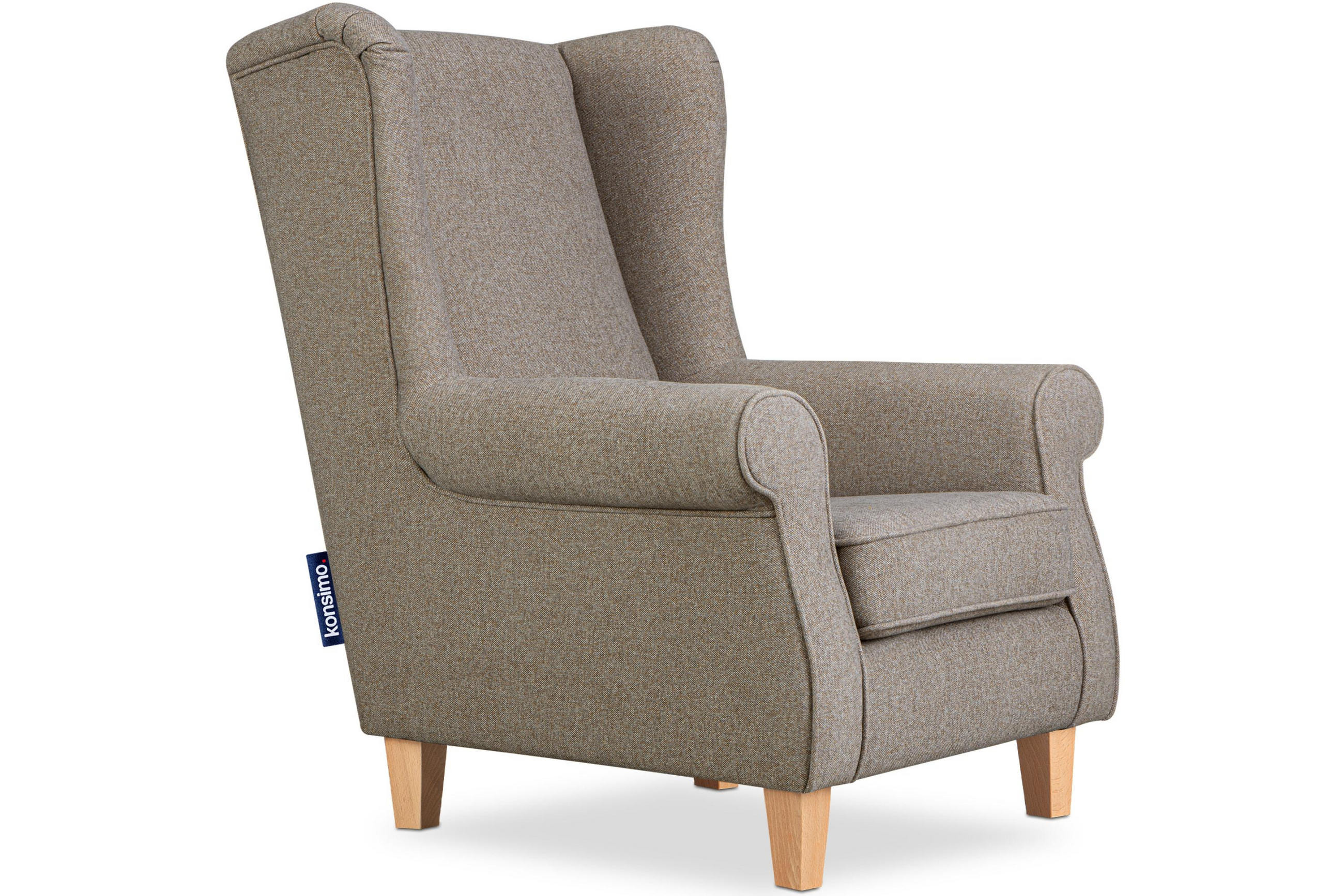 OHRENSESSEL MILES Massivholzbeine buche, hellbraun - Hellbraun, Holzwerkstoff/Buchenholz (82/105/97cm) - KONSIMO®