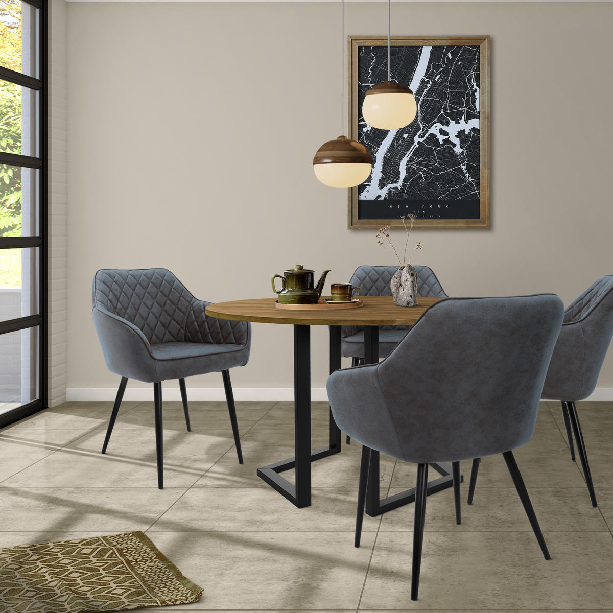 ESSZIMMERSTUHL Samt Anthrazit 2er Set - Anthrazit, Metall (63/80/60cm) - ML-DESIGN