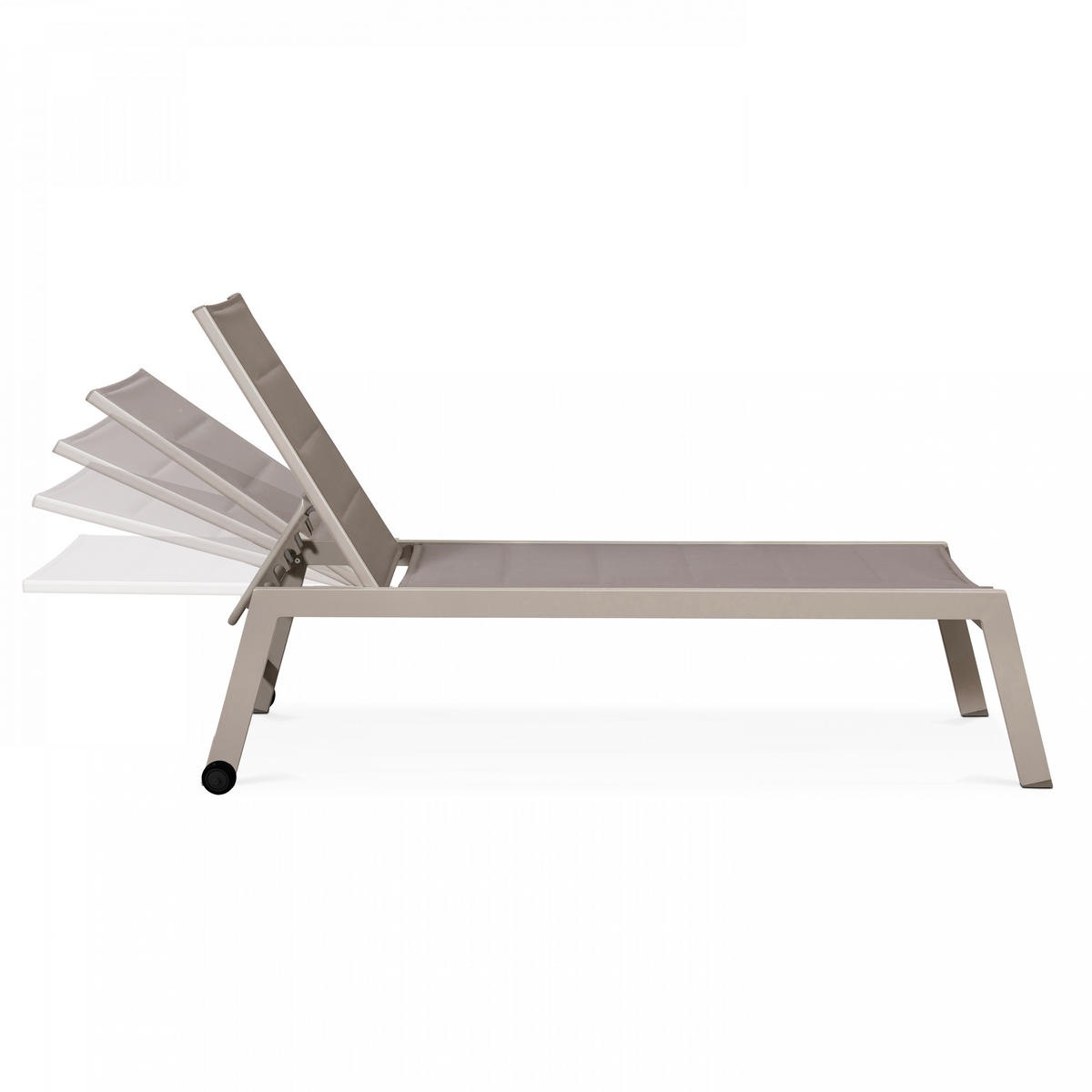 SONNENLIEGE 2-tlg., Taupe - Taupe, Metall (202/103/65cm) - Oviala