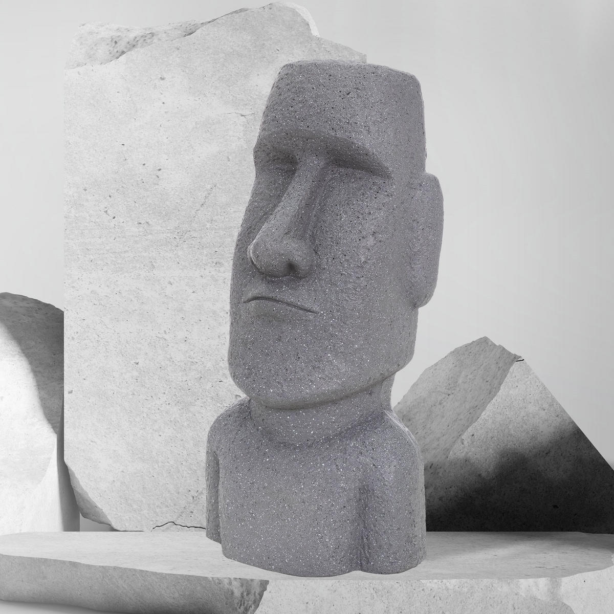 MOAI RAPA NUIL KOPF STATUE Grau 53,5 cm - Grau, Stein (19/53.5/26.5cm) - ECD-Germany