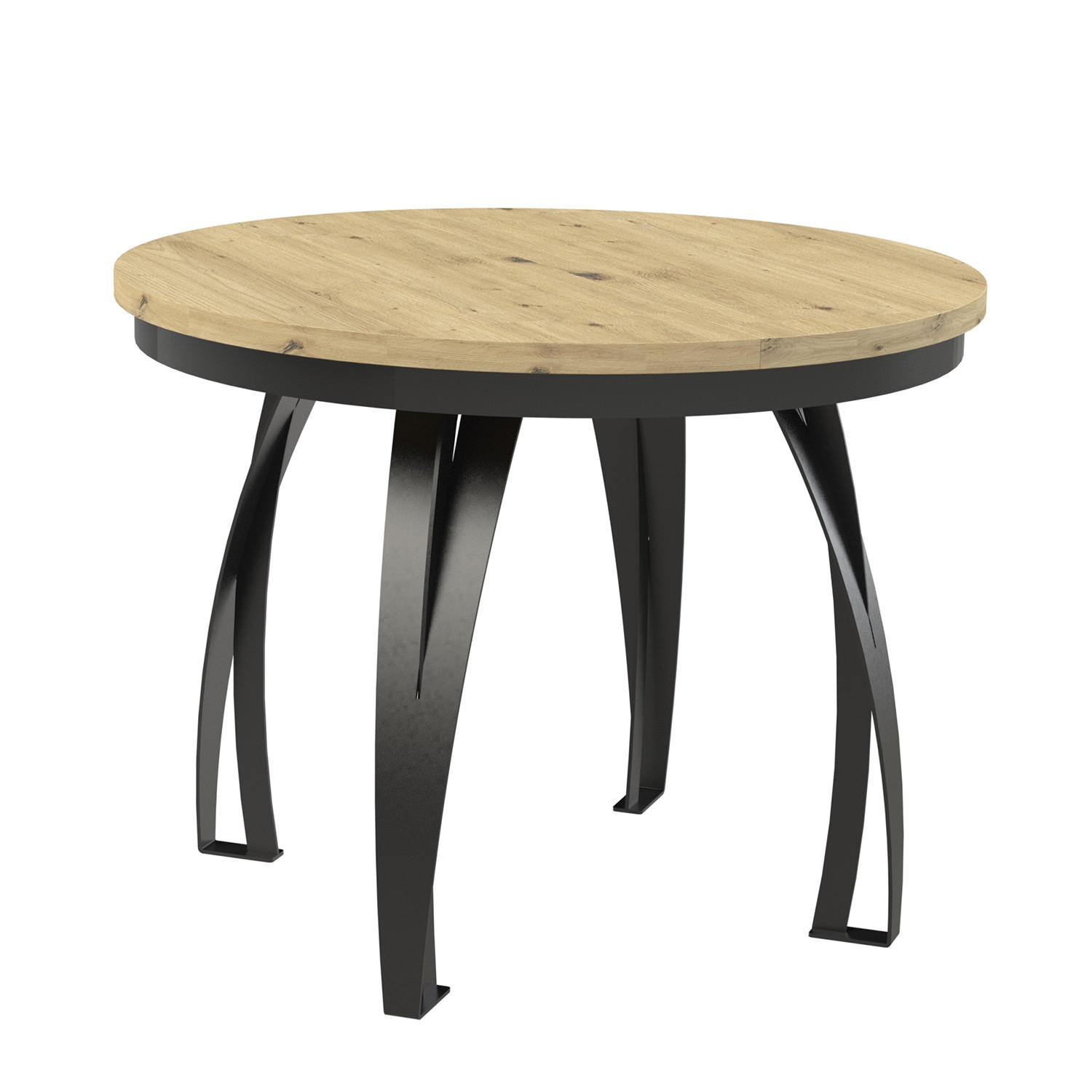Meblini Esstisch Eiche Artisan, Schwarz 100x77x100 cm