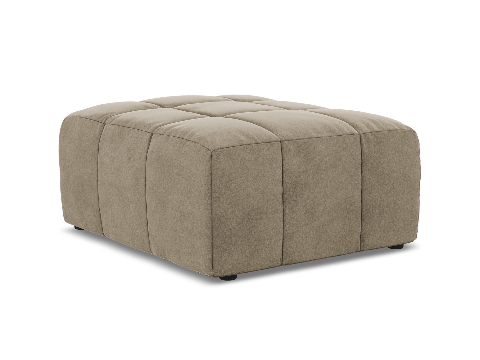 POUF Samt Stoff Beige - Beige/Schwarz, Holzwerkstoff/Kunststoff (75/41/90cm) - Makamii