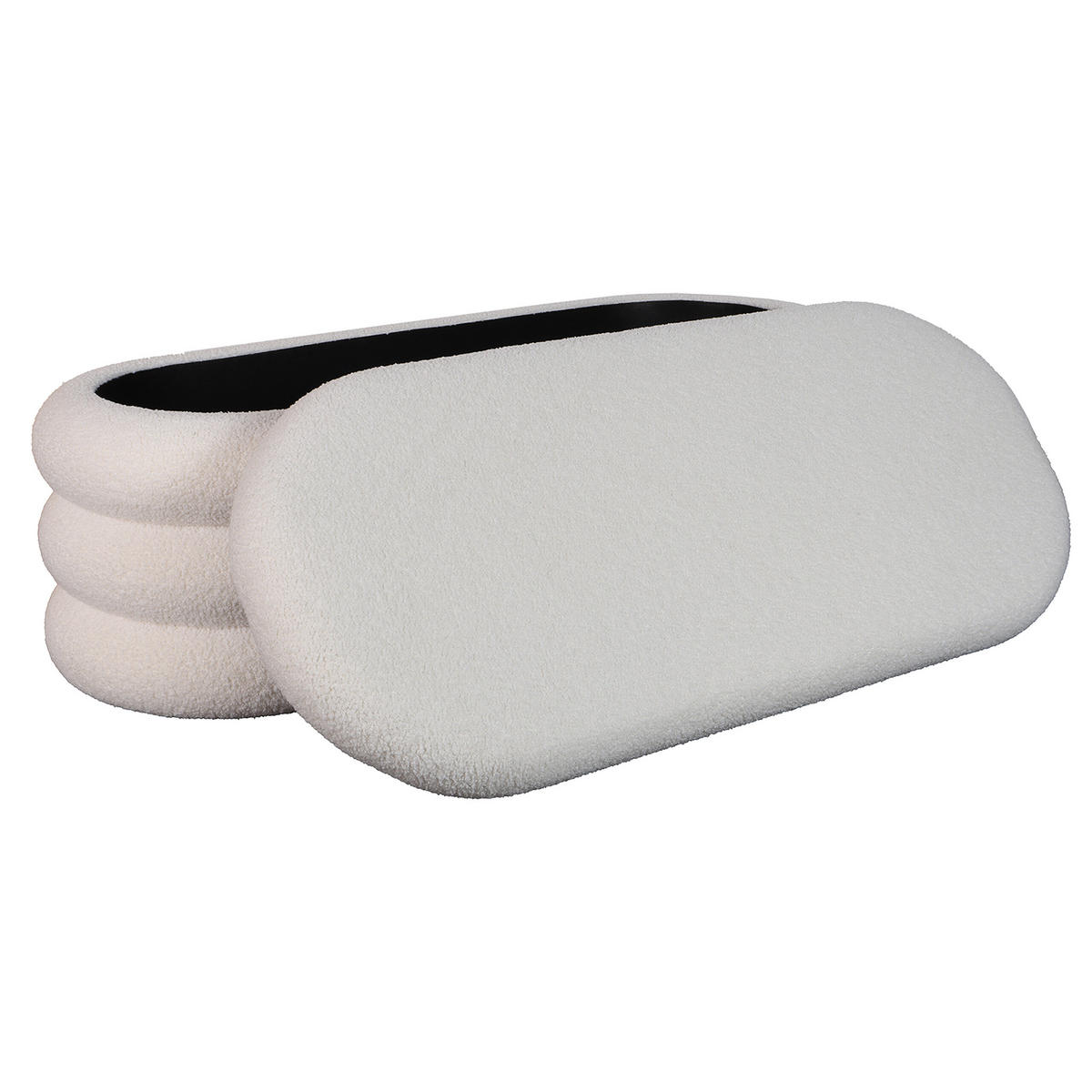 SITZBANK Weiß Teddystoff mit Stauraum - Weiß, Holzwerkstoff/Textil (110/42/45cm) - Relaxdays