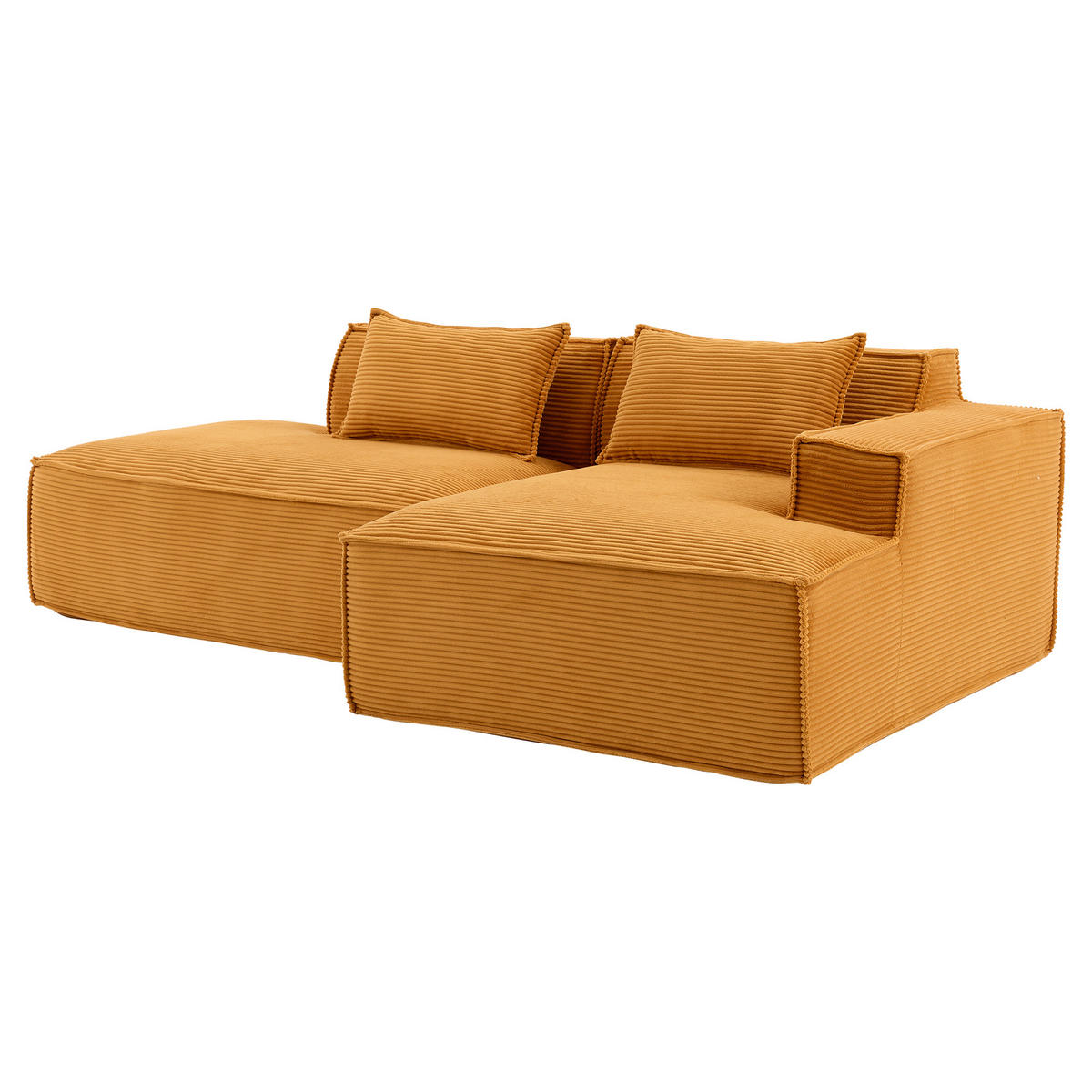 ECKSOFA 233/129/70 cm Senfgelb mit zwei Kissen und Federtasche - Currygelb, Textil (235/129cm) - Oxeza