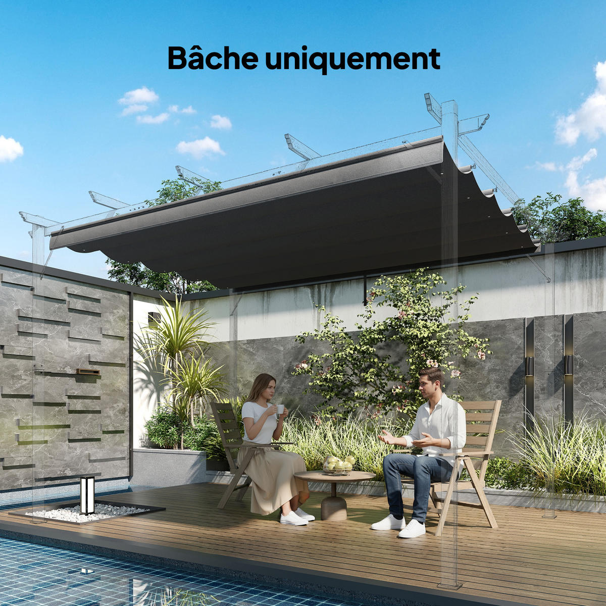 DACH für Pergola DE-12581 350/260 cm Dunkelgrau - Dunkelgrau, Textil (260/6/350cm) - ComfortXL