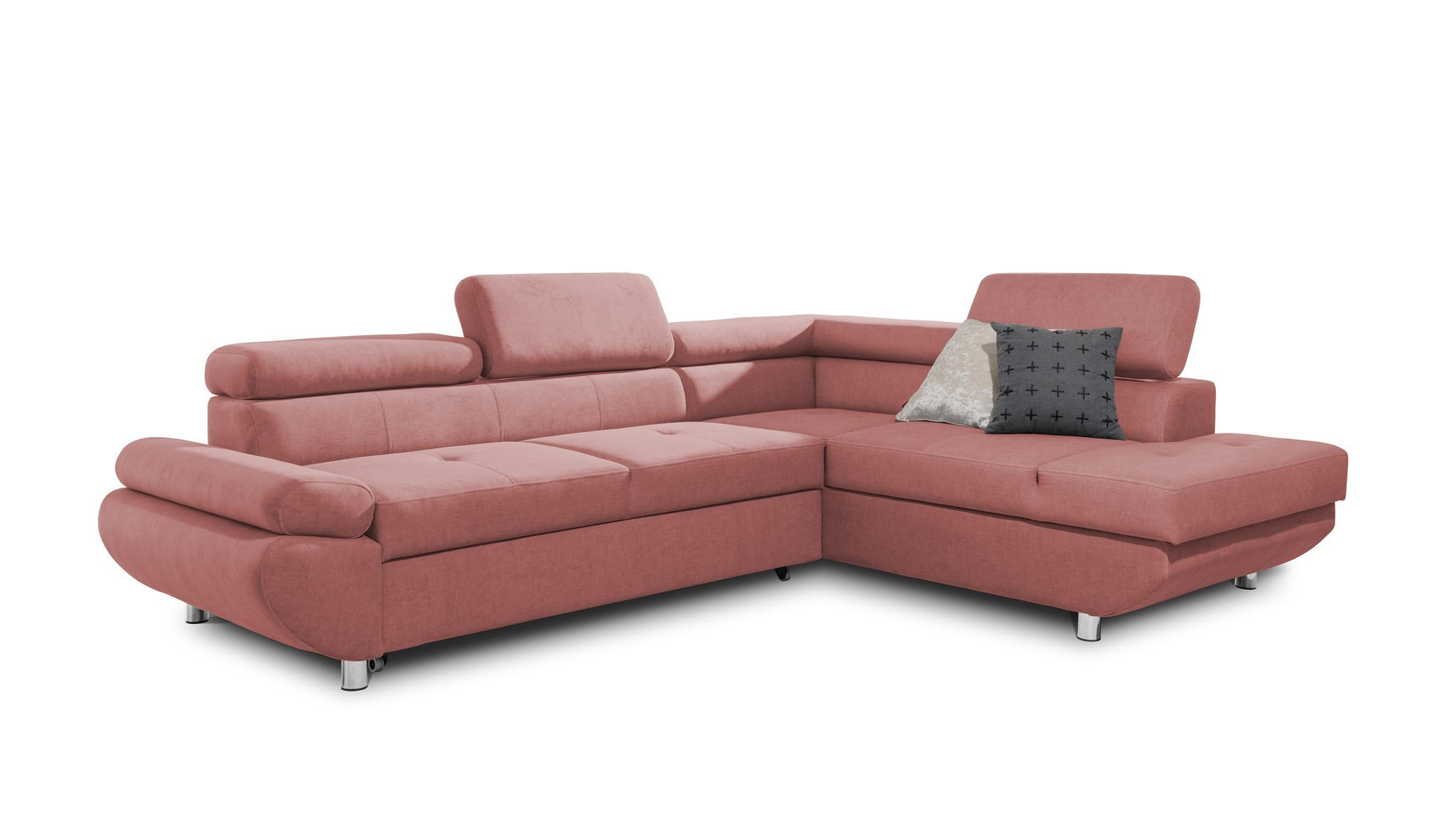 ECKSOFA Schlafsofa Panos In Esito - Rosa, Holzwerkstoff/Textil (275/210cm) - Fun Möbel