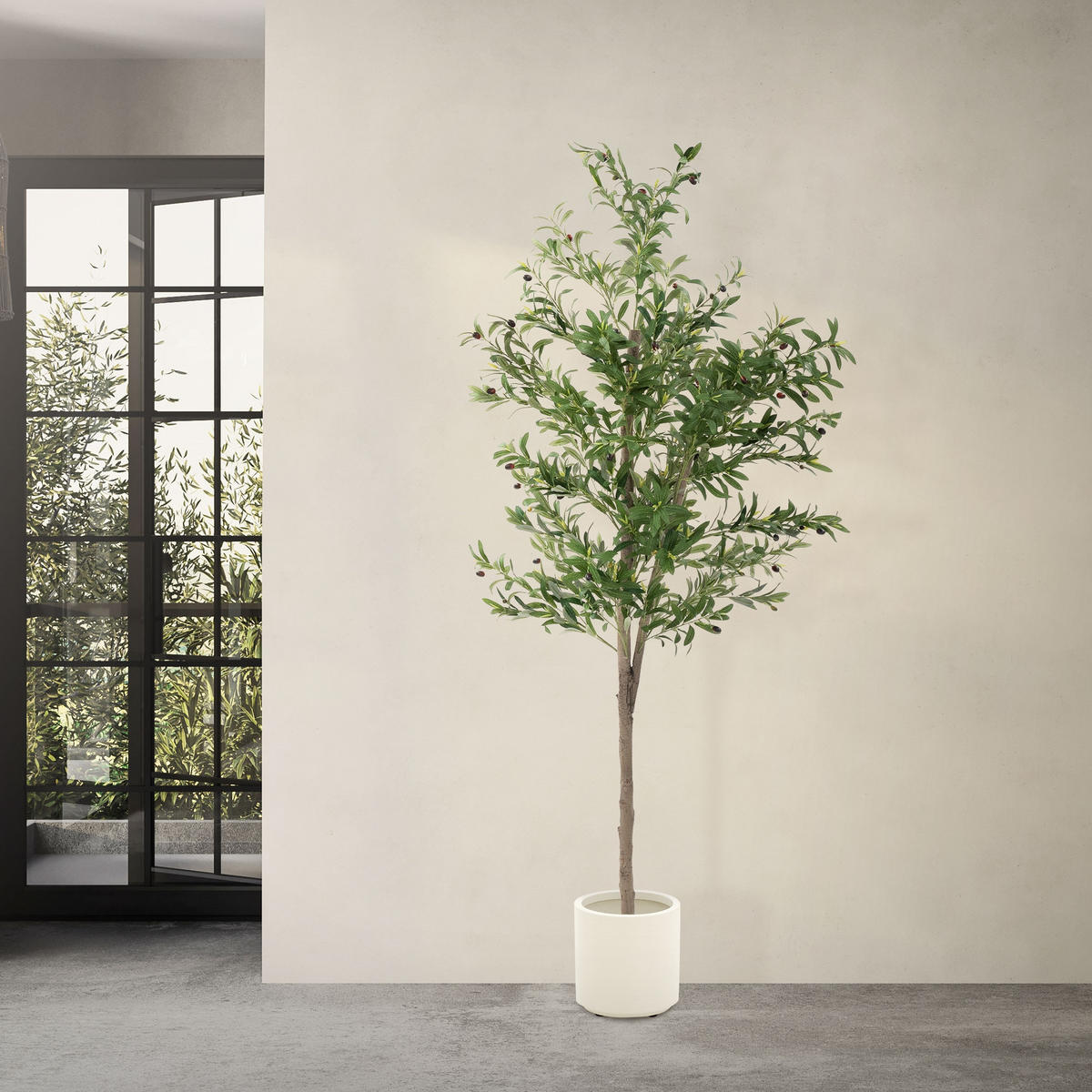 KUNSTPFLANZE Olive - Anthrazit/Grün, Holz/Kunststoff (210cm) - ML-DESIGN