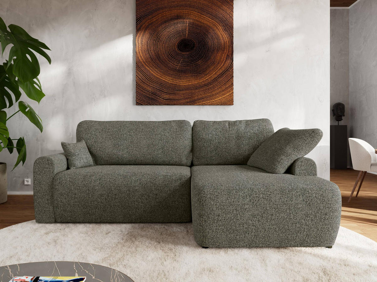 ECKSCHLAFSOFA CUBO L Grau Struktur - rechts - Schwarz/Grau, Kunststoff/Textil (187/273cm) - MKS