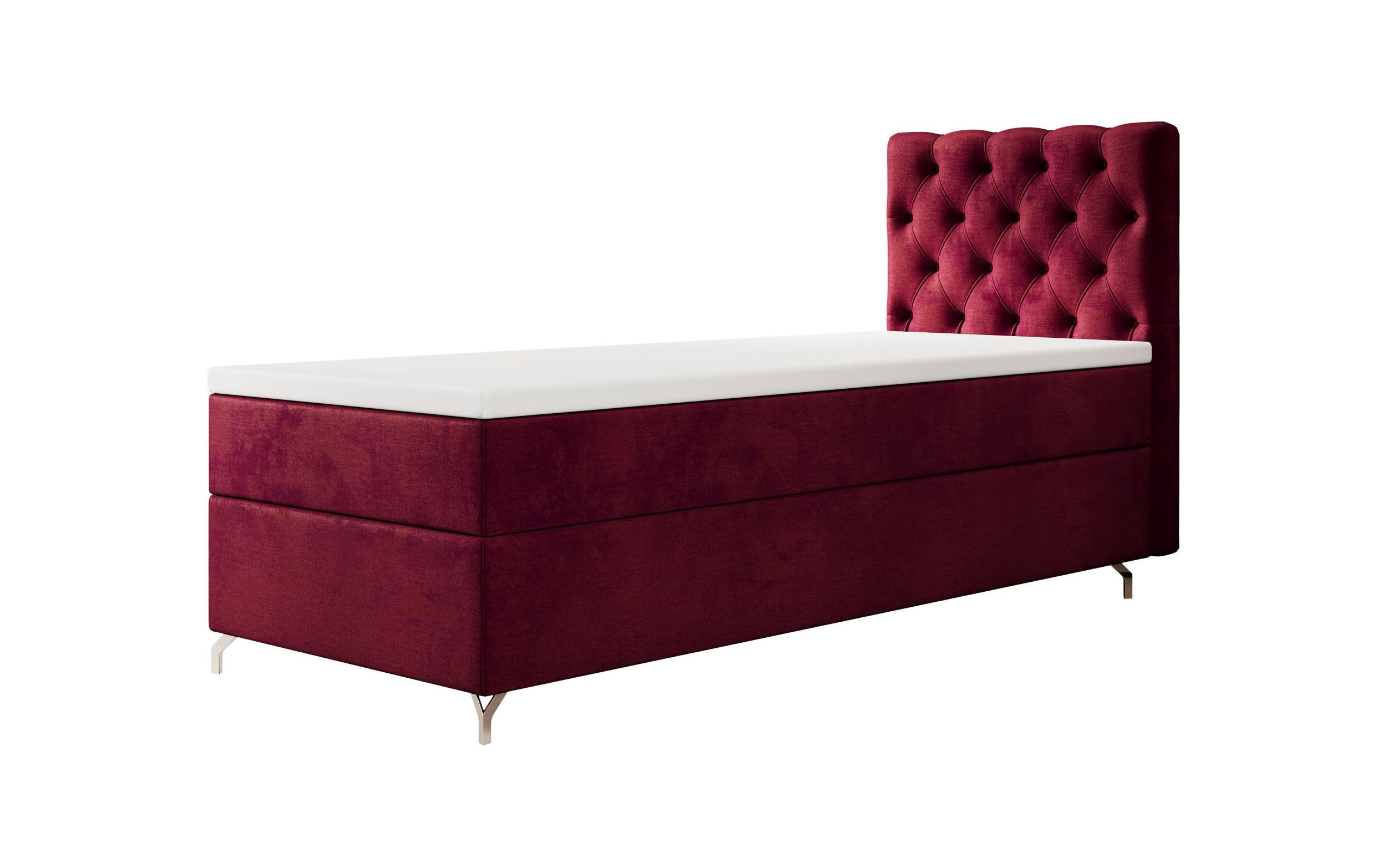BOXBETT CHESTER P mit Matratze H3, Bonell und Topper 90x200 Monolith 59 - Rot, Textil (90/200cm) - Bedante