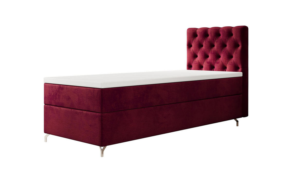 BOXBETT CHESTER P mit Matratze H3, Bonell und Topper 90x200 Monolith 59 - Rot, Textil (90/200cm) - Bedante