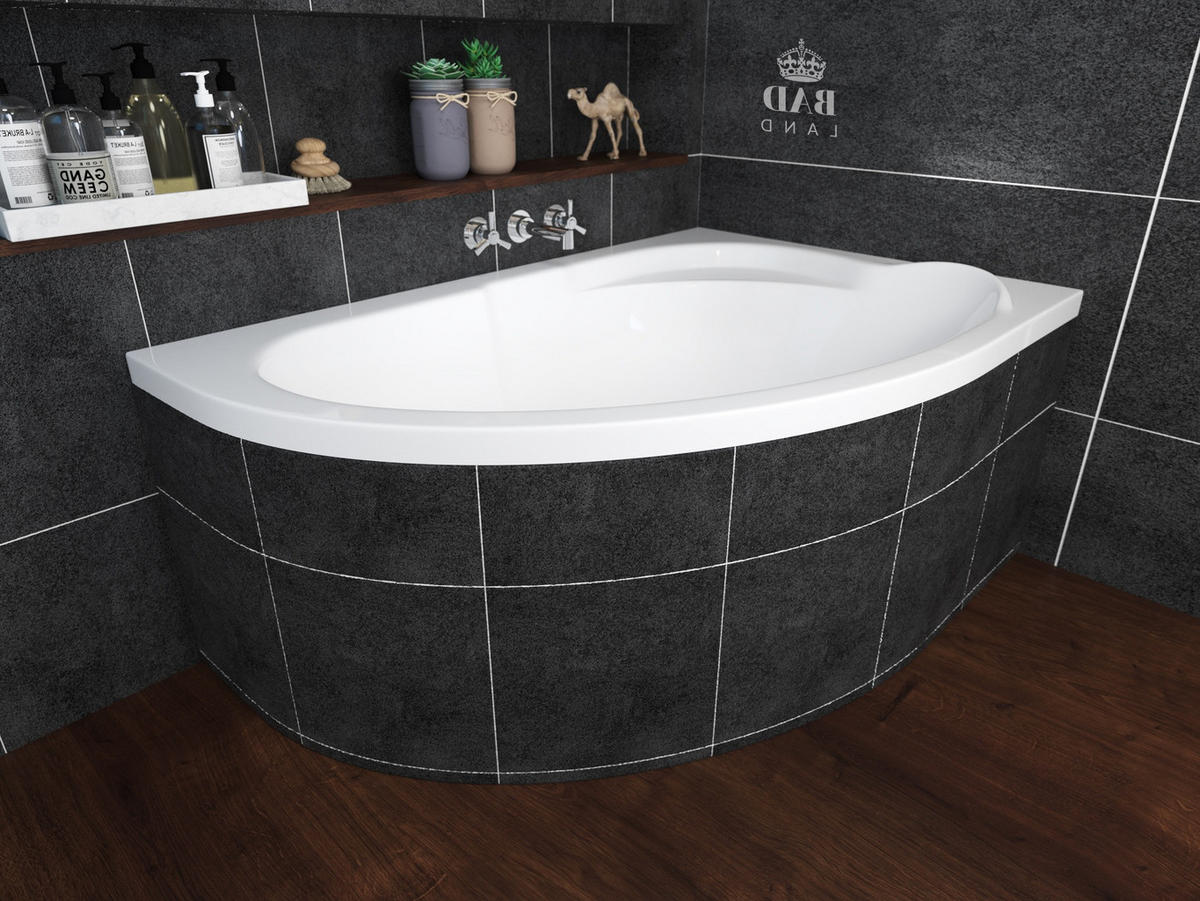 BADEWANNE Eckwanne STANDARD 130/85 Rechts Ablauf & Füße - Weiß, Kunststoff (85/53.5/130cm) - bad land