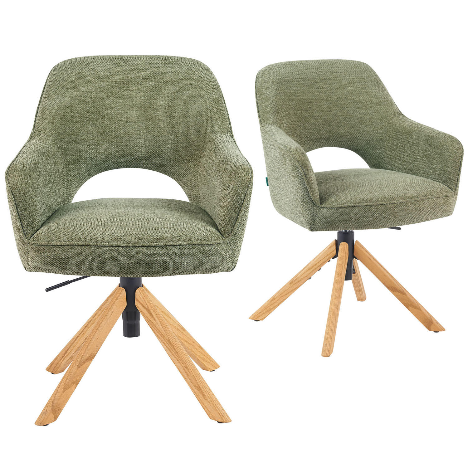 BÜROSTUHL Mika-Amia - Honigeiche/Grün, Eichenholz/Holz (60/88/65cm) - DUBI Möbel