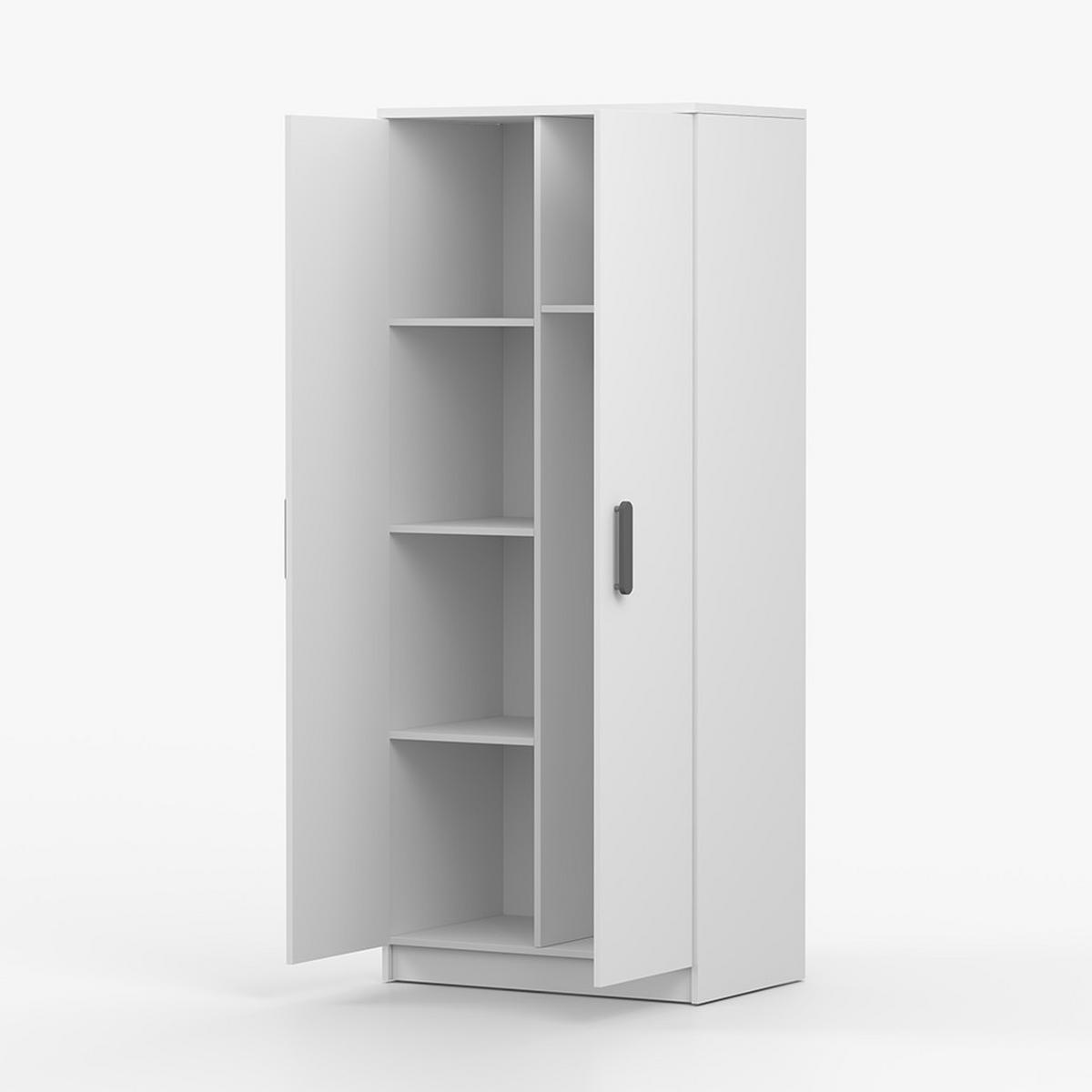 DREHTÜRENSCHRANK 80/192/50 cm 2-türig Jonas I 06 Weiß /Weiß + graue Griffe - Weiß/Grau, Holz/Holzwerkstoff (80/192/50cm) - imoebel24