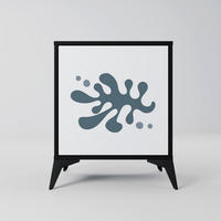 SIDEBOARD WONDERLAND VEGETATION, Schwarz, 57,5x42x70,5 cm, Schwarze Metall-Sternfüße - Multicolor/Schwarz, Holzwerkstoff/Metall (57.5/70.5/42cm) - SpaceRebels