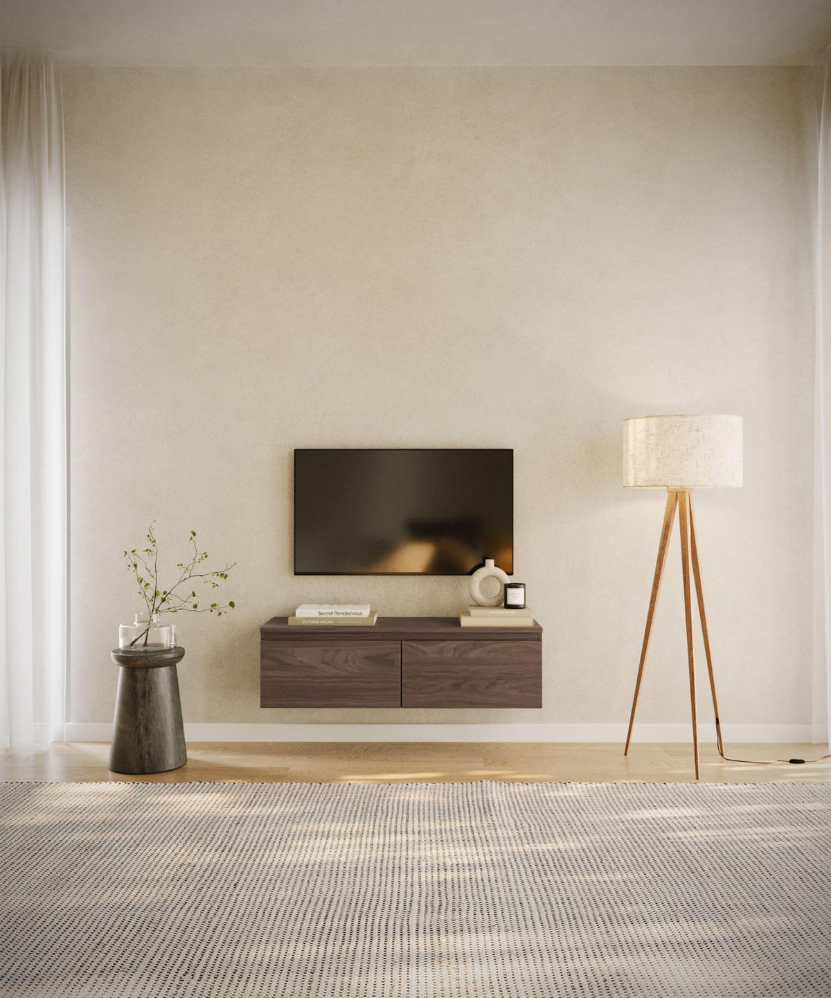 TV-LOWBOARD Bemmi Walnuss Wisconsin 100 cm - Dunkelbraun, Holzwerkstoff (100/28.4/31.8cm) - Selsey