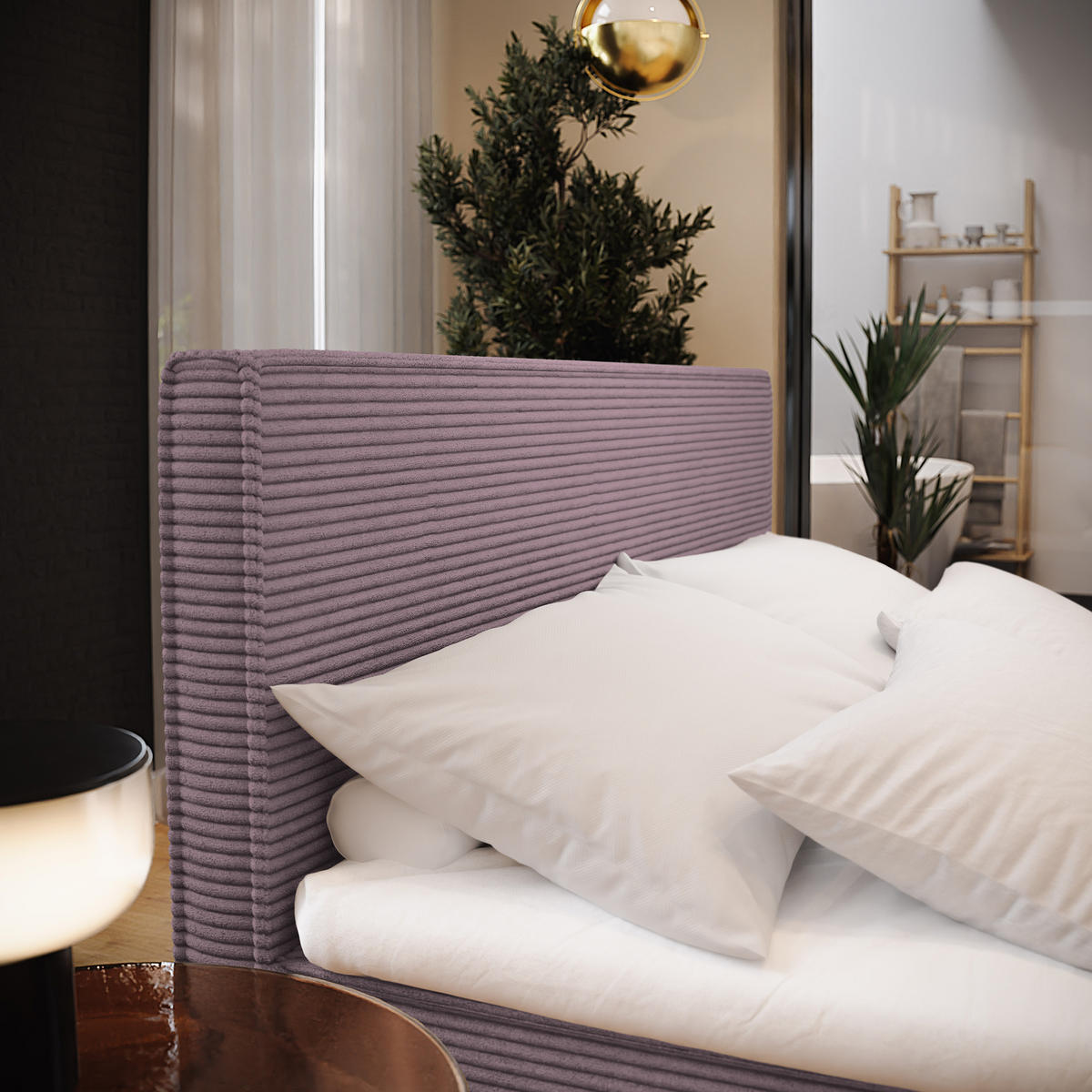 BOXBETT PELLIO 180x200 cm mit Matratze und Topper - Lila - Lila, Holz (180/200cm) - MASSENO