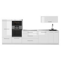 KUHINJA Fame-Line, Bela visok sijaj/Bela, 340 cm brez delovne plošče - bela/visoki sijaj, leseni material (340/153.6/51.6cm) - Vicco