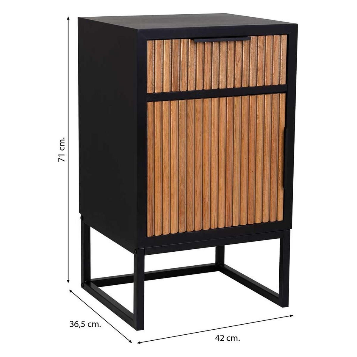 NACHTTISCH aus Metall und Holz, 42x37x71cm - Braun, Holz (42/71/36cm) - Wanderlust