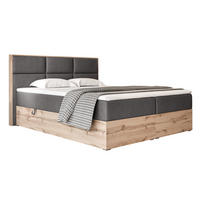 BOXBETT LAVIO 160/200 cm, in Grau, mit Matratze und Topper - Grau, Holzwerkstoff/Textil (160/200cm) - Idohome