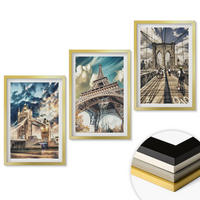 WANDBILDER 3er Set - 40x60 cm Goldrahmen - Brücken, Türme, europäische Städte - Goldfarben, Kunststoff (40/60cm) - ArtPrintCave