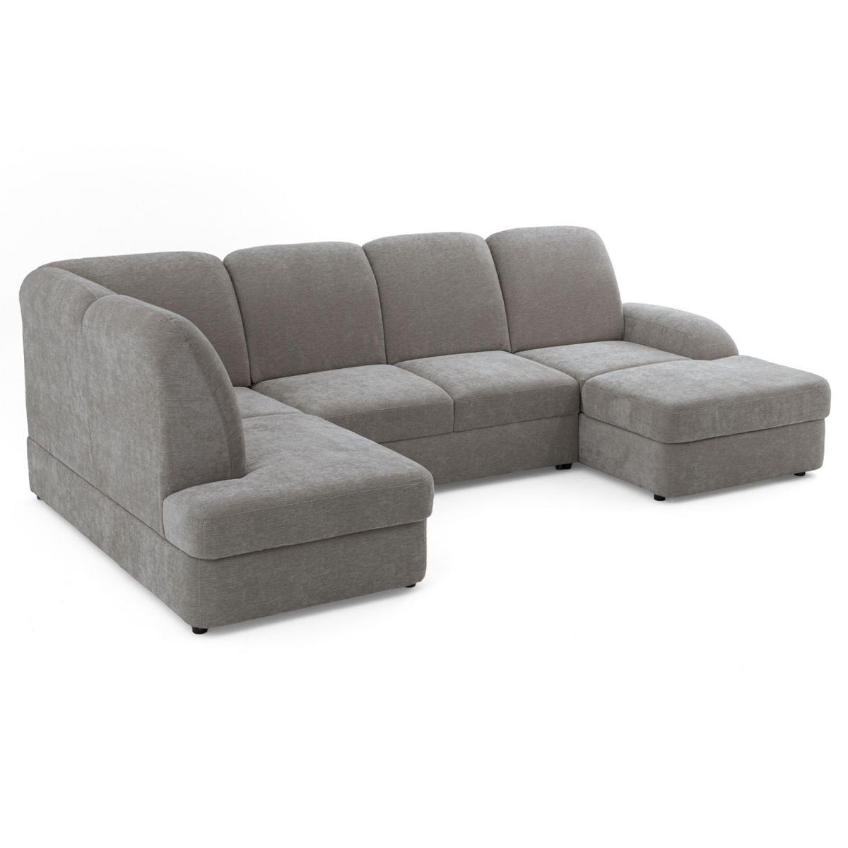 ECKSOFA VIBE U Links mit Schlaffunktion 129x263 Chenille Grau - Schwarz/Grau, Holz/Kunststoff (280/102/186cm) - Muffo
