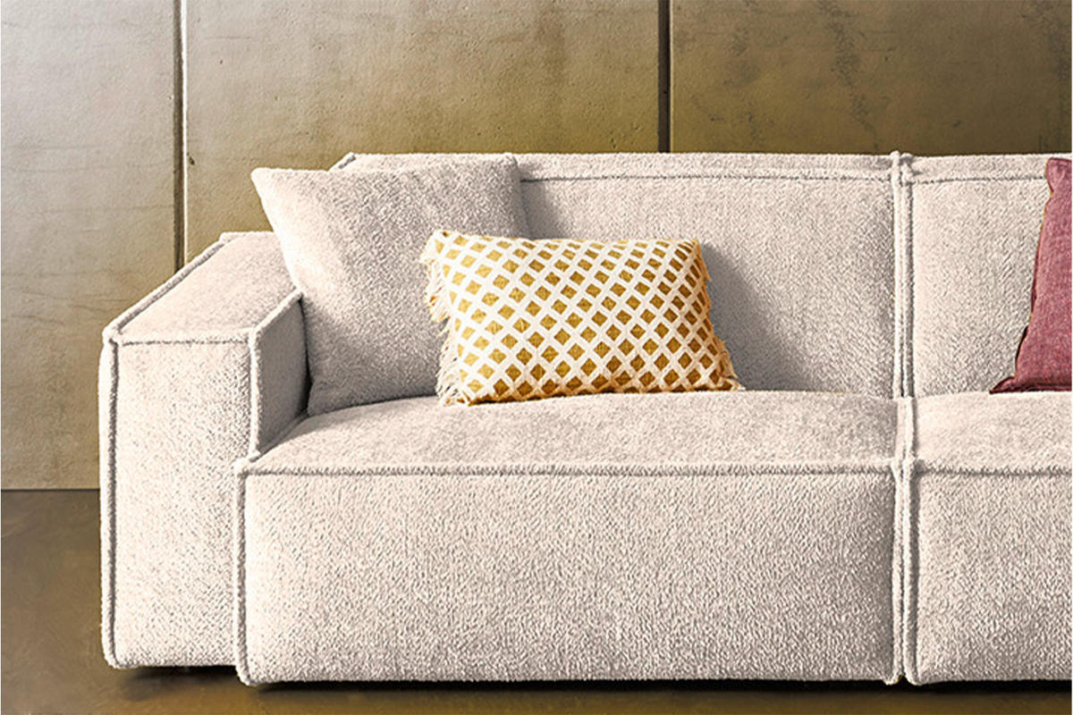 SOFA SAMU Weiß Webstoff - Schwarz/Weiß, Kunststoff/Textil (256/72/106cm) - KAWOLA
