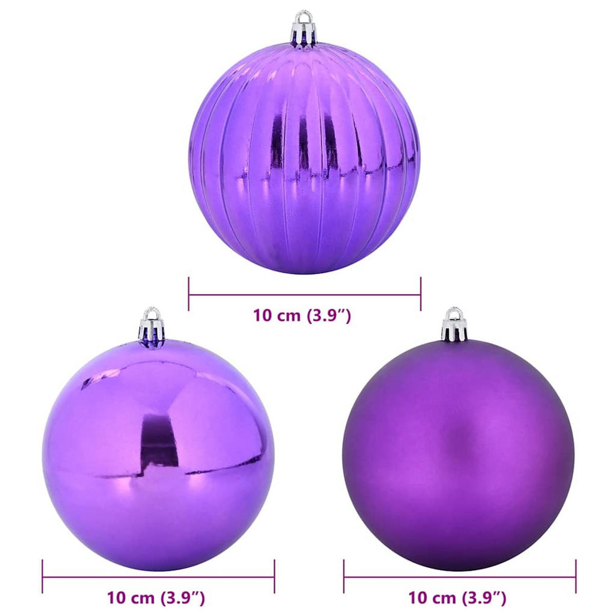 WEIHNACHTSKUGELSET XL 15 -teilig 10/10/10 cm Lila Kunststoff - Lila, Kunststoff (10/10/10cm) - vidaXL
