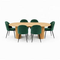 ESSGRUPPE 7-TLG. Kyoto Naturfarben, Grün - Naturfarben/Grün, Holzwerkstoff/Textil (210/75/100cm) - ebuy24