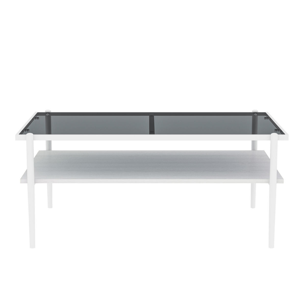 COUCHTISCH aus MDF und Glas in 97.5x61.5x45 cm Weiß mit Stauraum - Weiß, Glas (97.5/61.5/45cm) - Modfu
