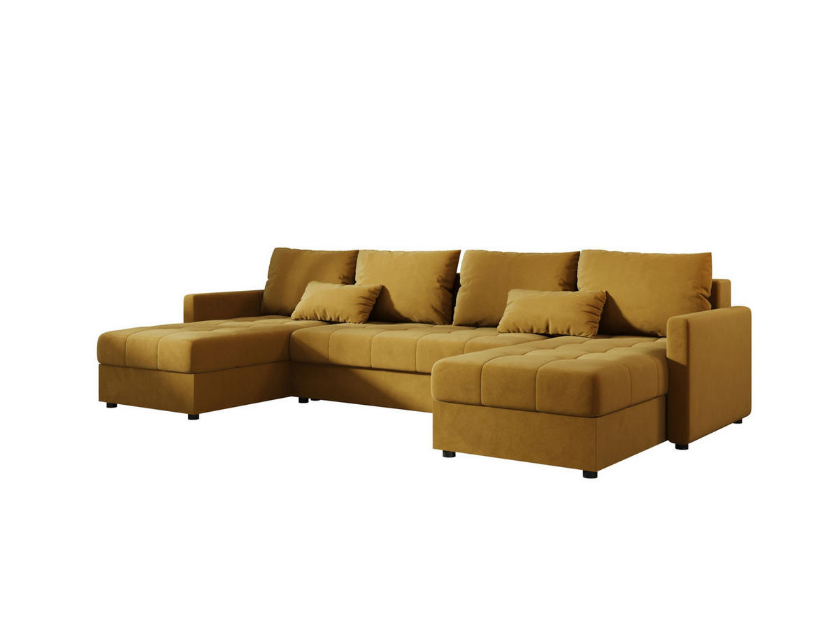 ECKSOFA MOS U BIS Itaka 33 mit Schlaffunktion - Currygelb, Textil (285/85/140cm) - Bedante