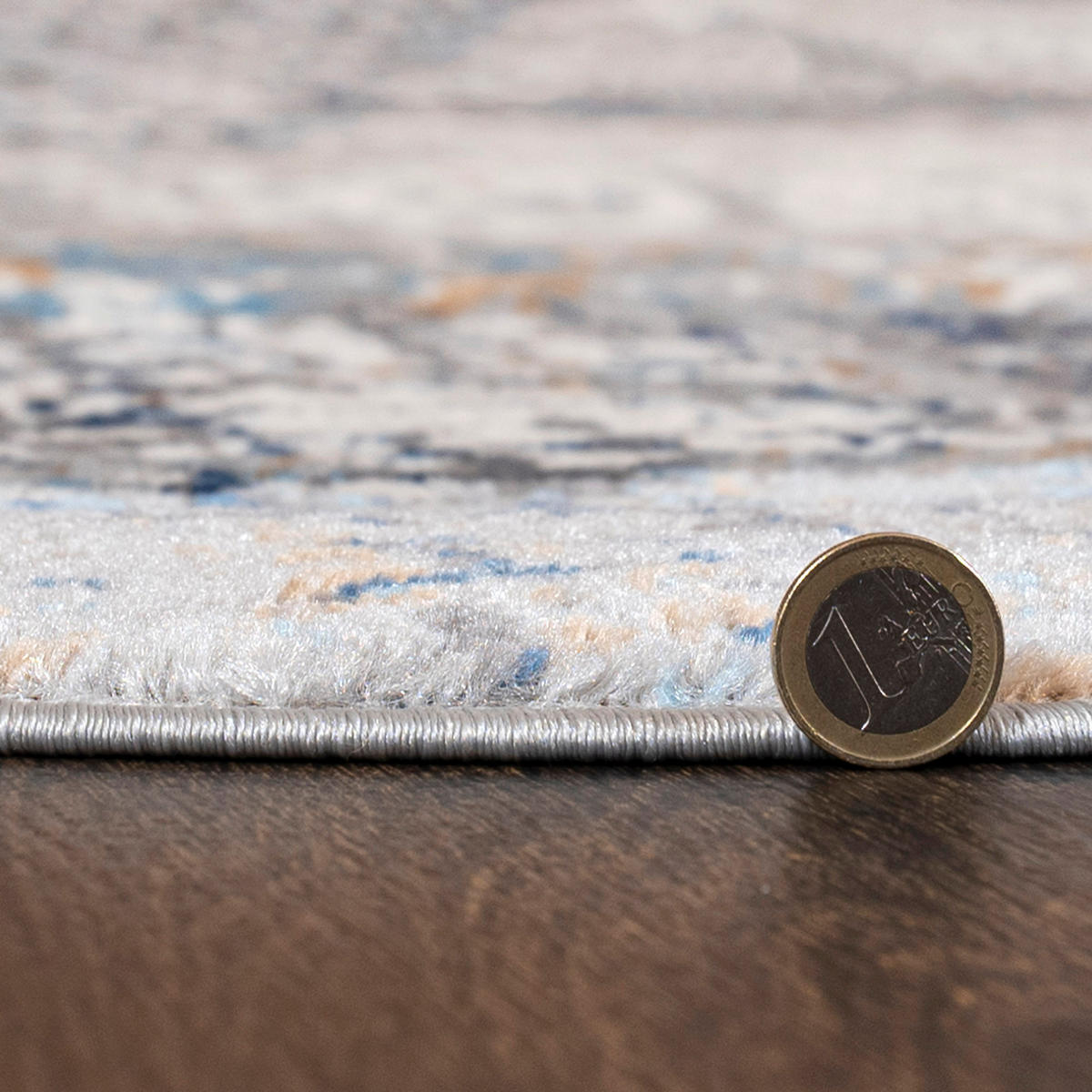TEPPICH Beige Rund Abstrakt Kurzflor - 120 x 120 cm - Blaugrau, Textil (120/120cm) - Mazovia