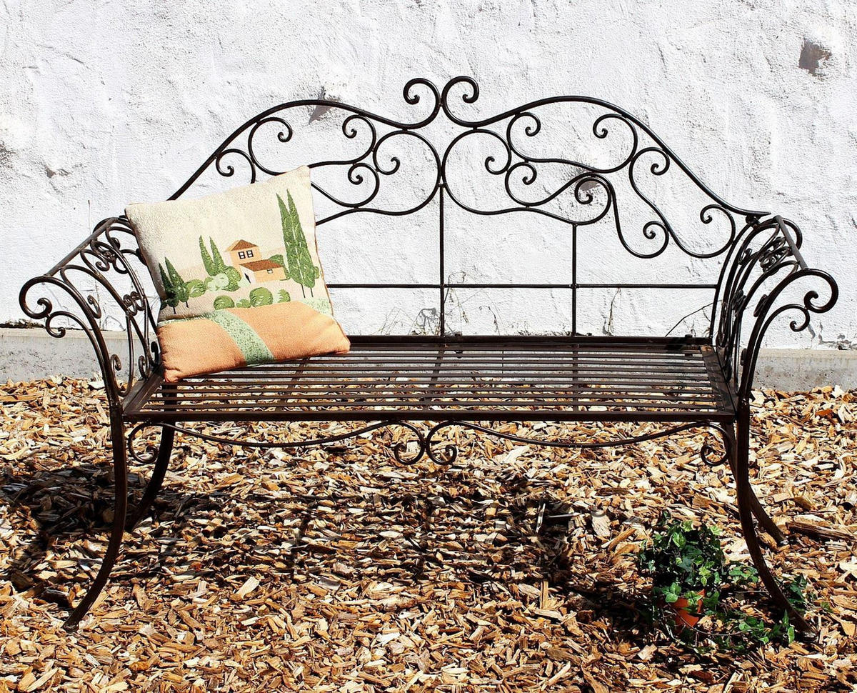 GARTENBANK 2-Sitzer Metall Braun 146/50/98 cm - Braun, Metall (146/98/50cm) - DanDiBo