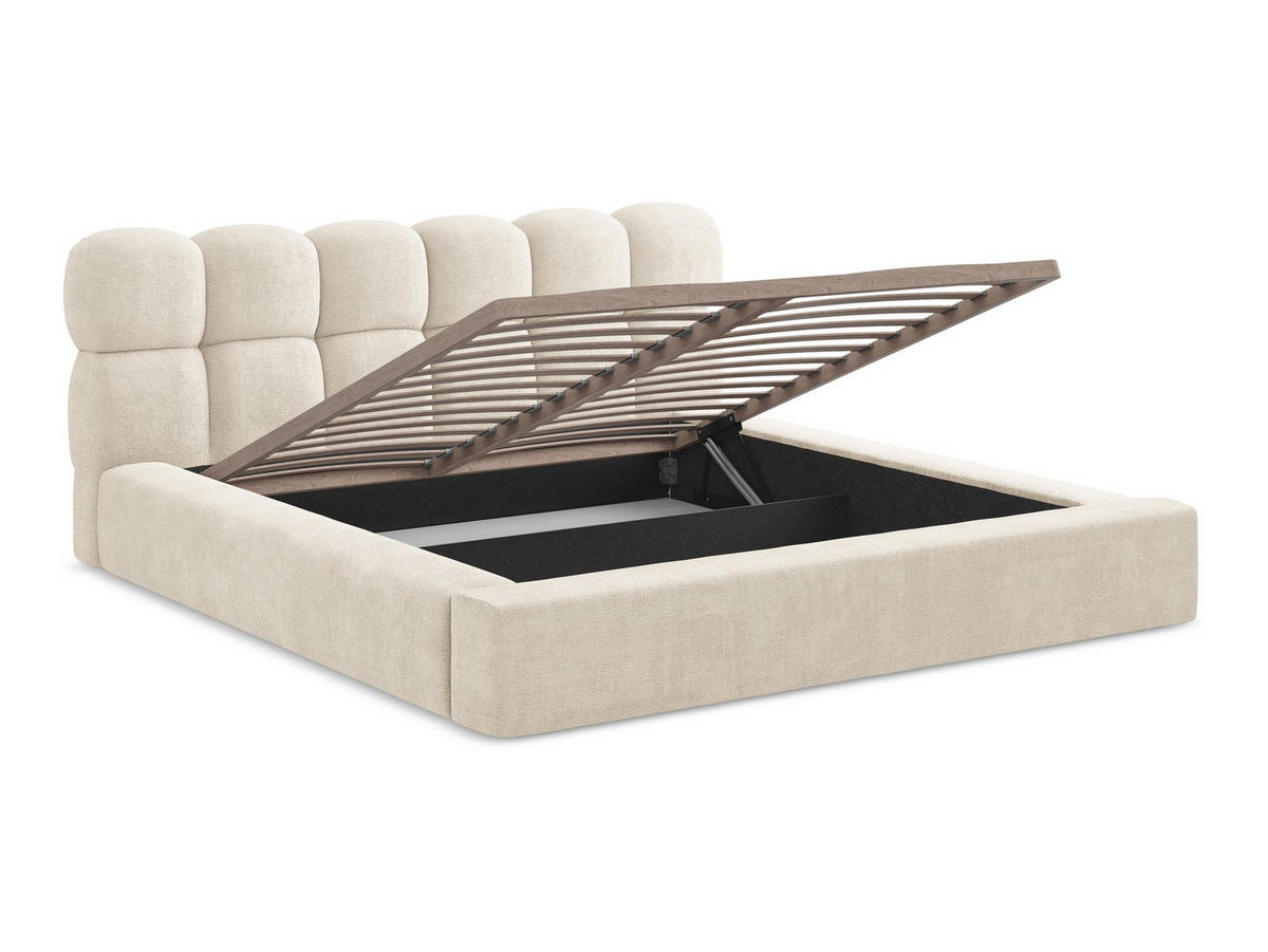 POLSTERBETT mit Bettkasten und Lattenrost 180x240 Beige - Beige/Creme, Kunststoff/Textil (140/200cm) - Makamii
