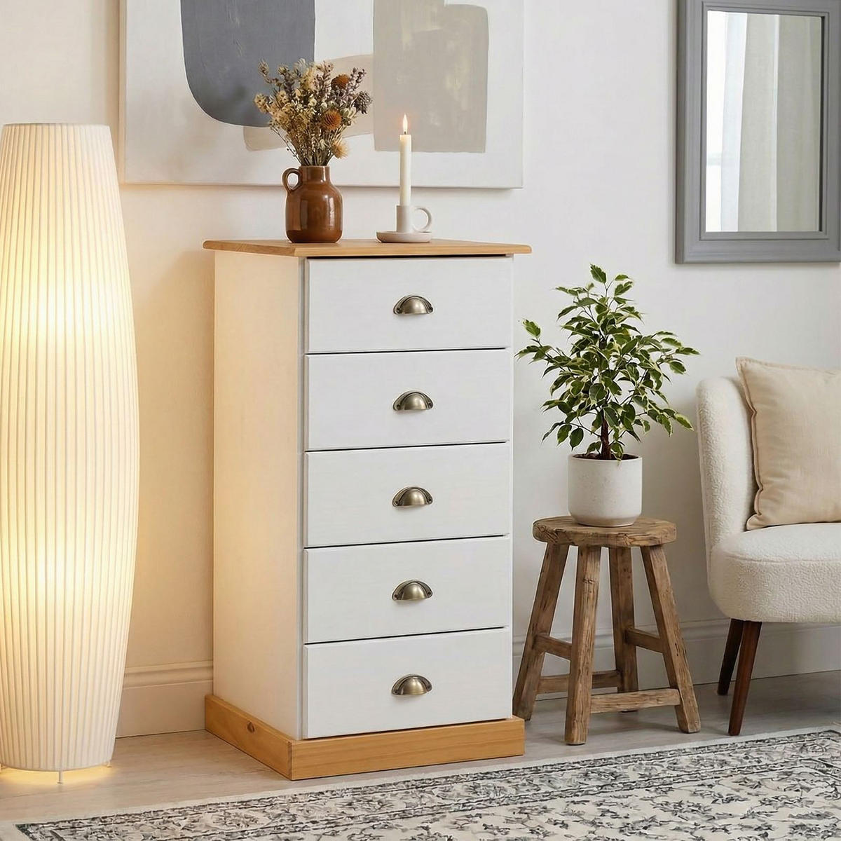 KOMMODE PARIS - Weiß/Braun, Holz (48/95/39cm) - IDIMEX