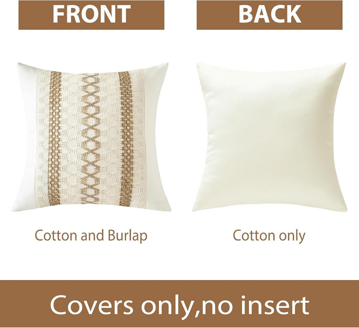 KISSENBEZUG – Füllung nicht enthalten – beige – 45 x 45 cm – 2er-Set - Weiß, Textil (45/45cm)