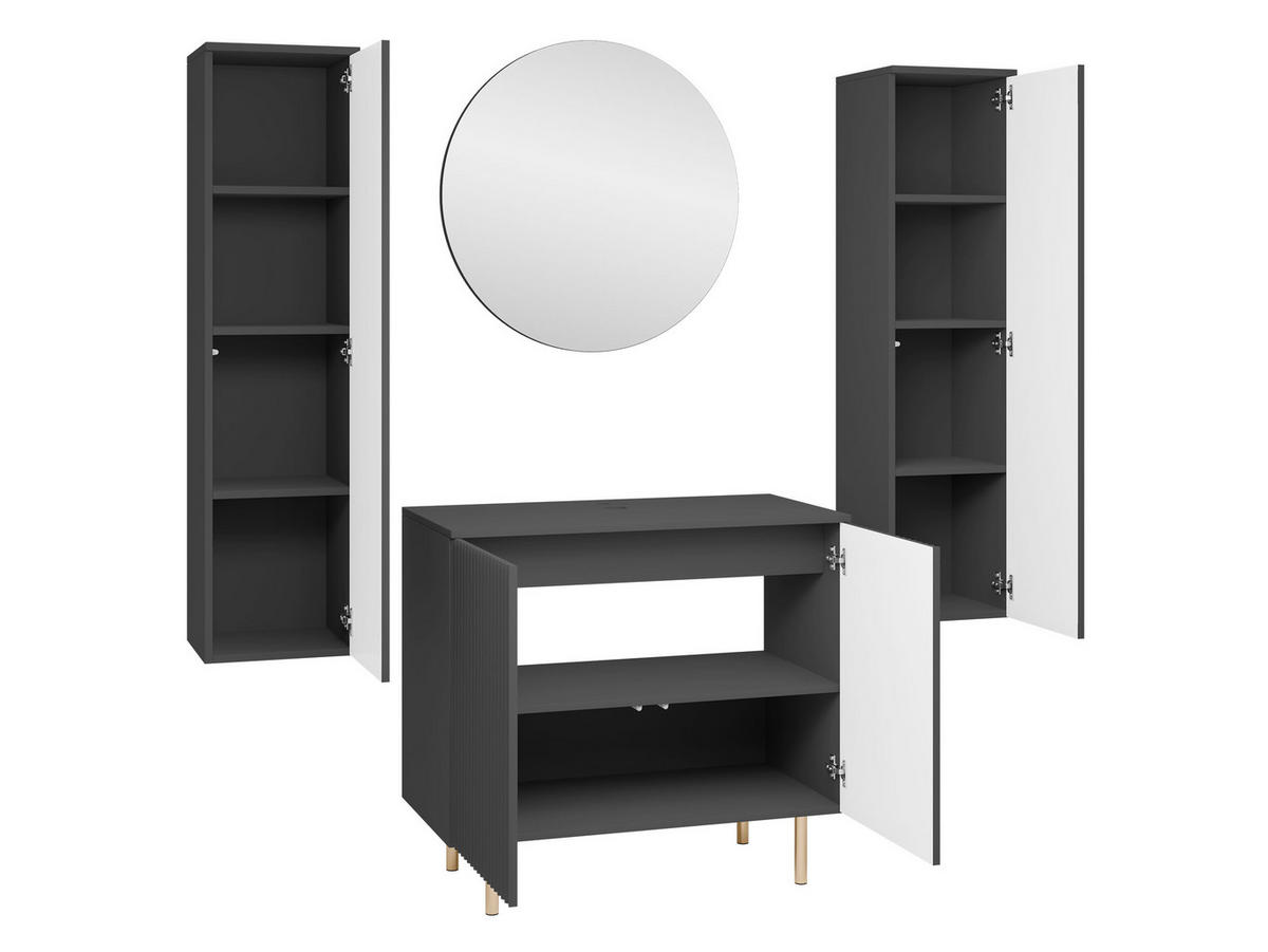 BADMÖBEL-SET Nubia IV - Goldfarben/Schwarz, Holzwerkstoff/Metall (87/79/45cm) - MIRJAN24