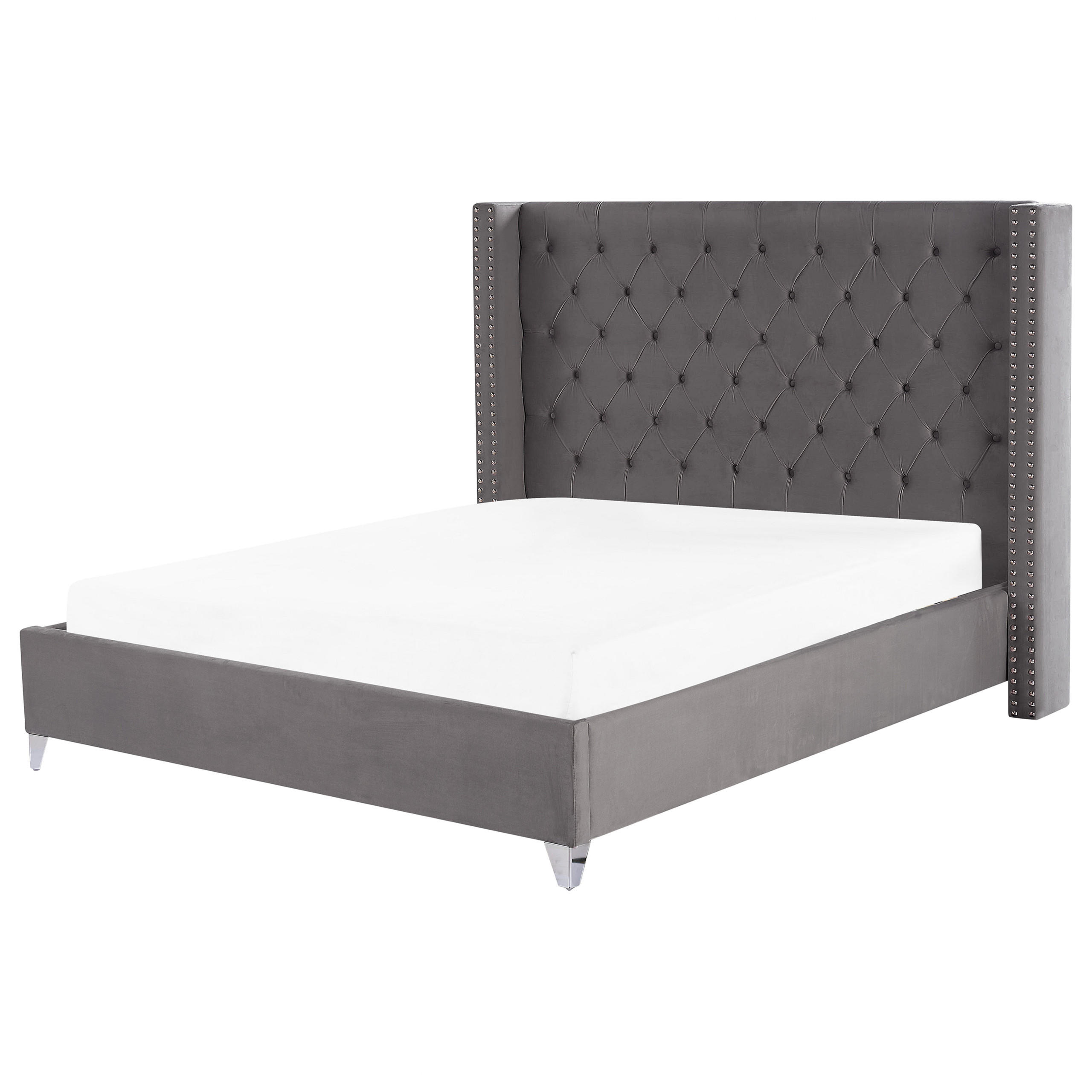 POLSTERBETT 180/200cm Grau Lubbon - Grau, Textil (180/200cm) - Beliani