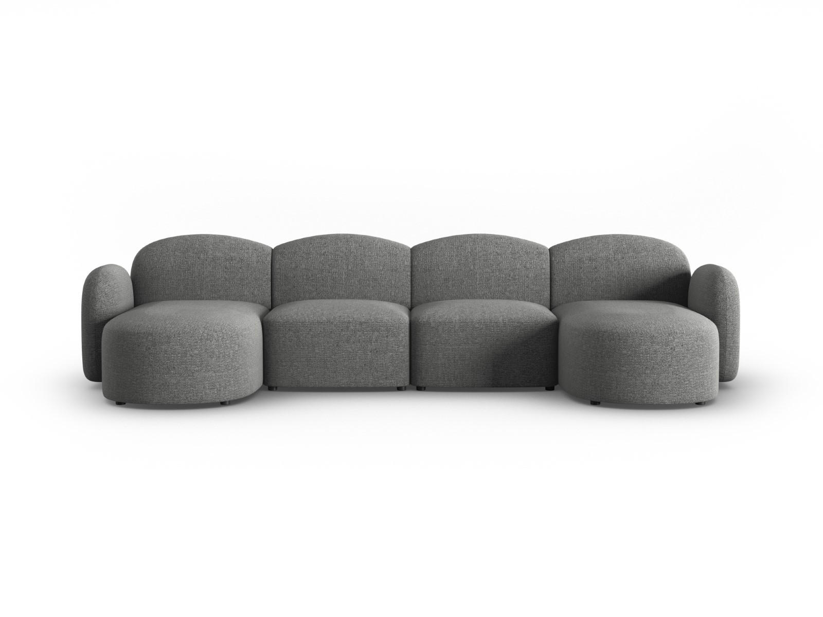 PANORAMASOFA Blair aus Chenille-Stoff dunkelgrau mischung 6 Sitzplätze - Dunkelgrau, Textil (155/80/350cm) - Micadoni