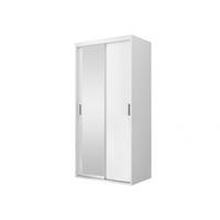 SCHWEBETÜRENSCHRANK Rejat 100 - Silberfarben/Weiß, Holzwerkstoff/Kunststoff (100/205/60cm) - MIRJAN24
