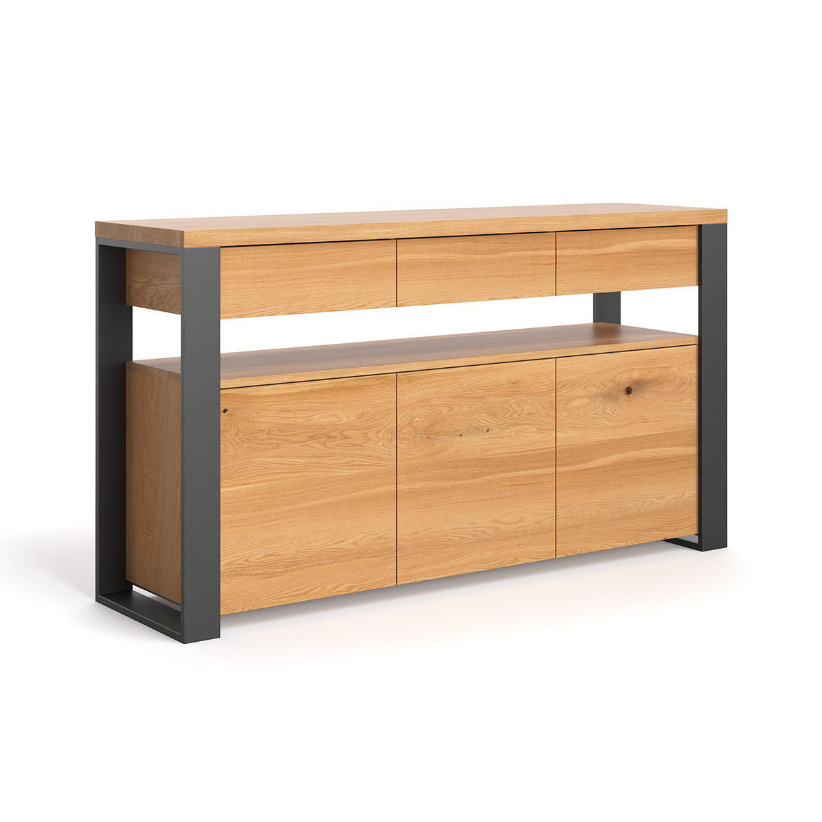 SIDEBOARD Hylde aus massivem Eichenholz 160 cm - Eichefarben/Naturfarben, Holz (160/100/50cm) - Danzz