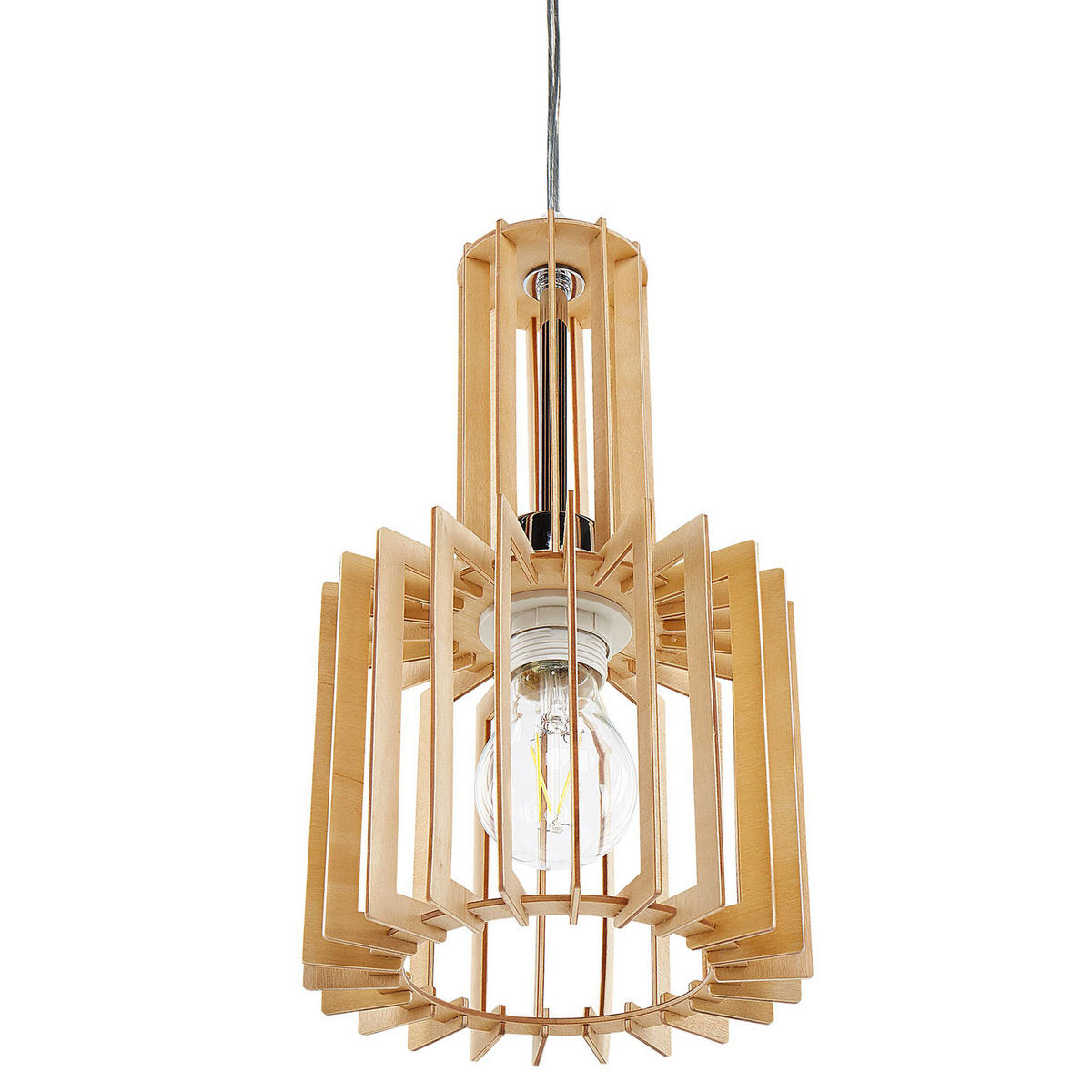 HÄNGELEUCHTE Niari 19/19/119 cm - Hellbraun, Holzwerkstoff (19/19/119cm) - Beliani