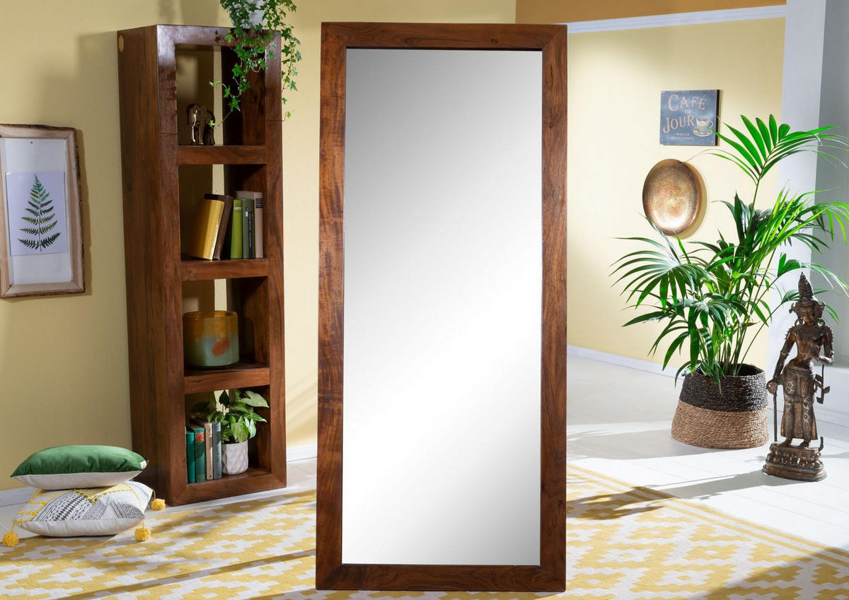 STANDSPIEGEL Akazie 75x3x175 nougat lackiert OXFORD #319 - Dunkelbraun, Holz (75/175/3cm) - Massivmoebel24