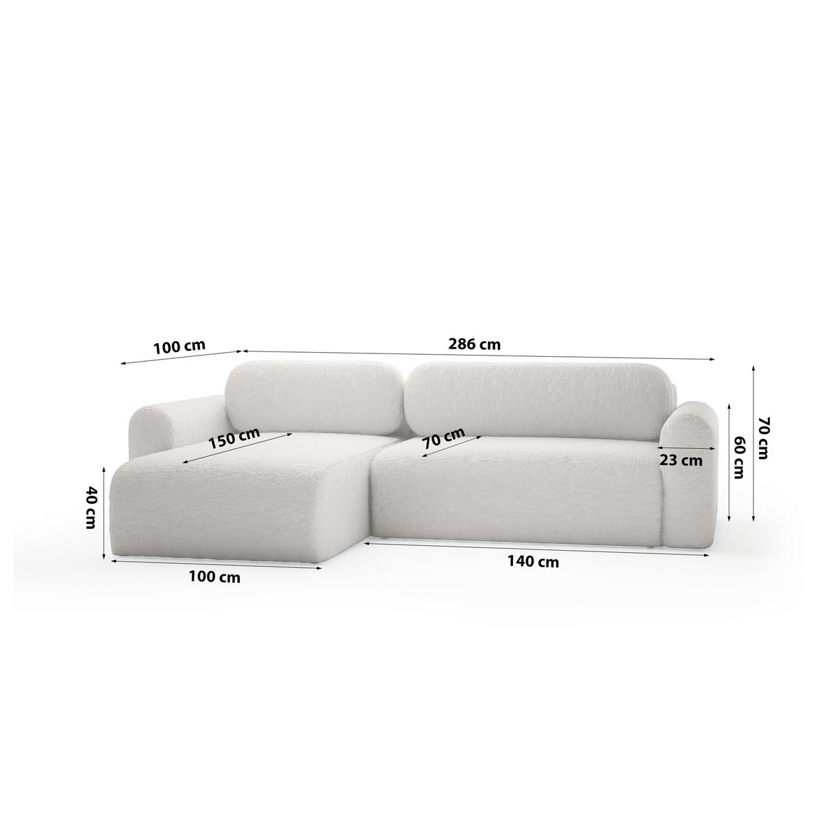 ECKSOFA mit Schlaffunktion Thekla, Hellgrau - Hellgrau, Textil (286/100cm) - Fedve