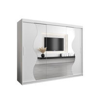 SCHWEBETÜRENSCHRANK 200/250/62 3-türig - Silberfarben/Weiß, Holz/Kunststoff (250/200/62cm) - Abiks Möbel