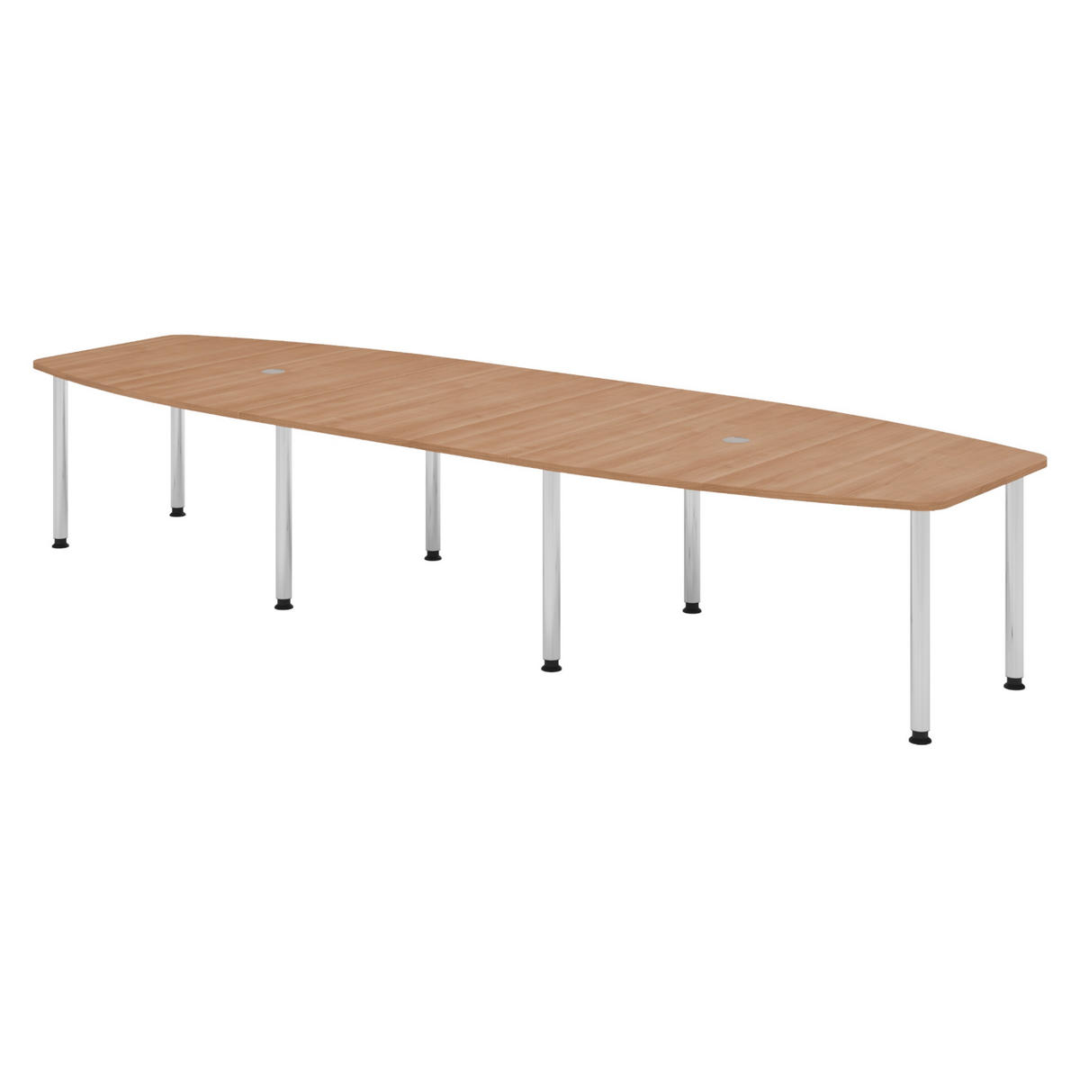 KONFERENZTISCH groß KT40 130/400/74 cm in Nussbaumfarben/Chromfüße - Chromfarben/Nussbaumfarben, Holzwerkstoff (130/400/74cm) - bümö