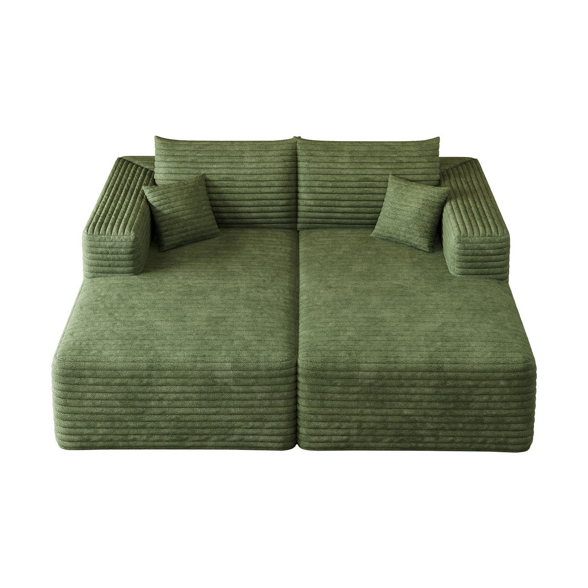 SCHLAFSOFA DE-34891 mit Chaiselongue Grün - Grün, Textil (151/180cm) - ComfortXL