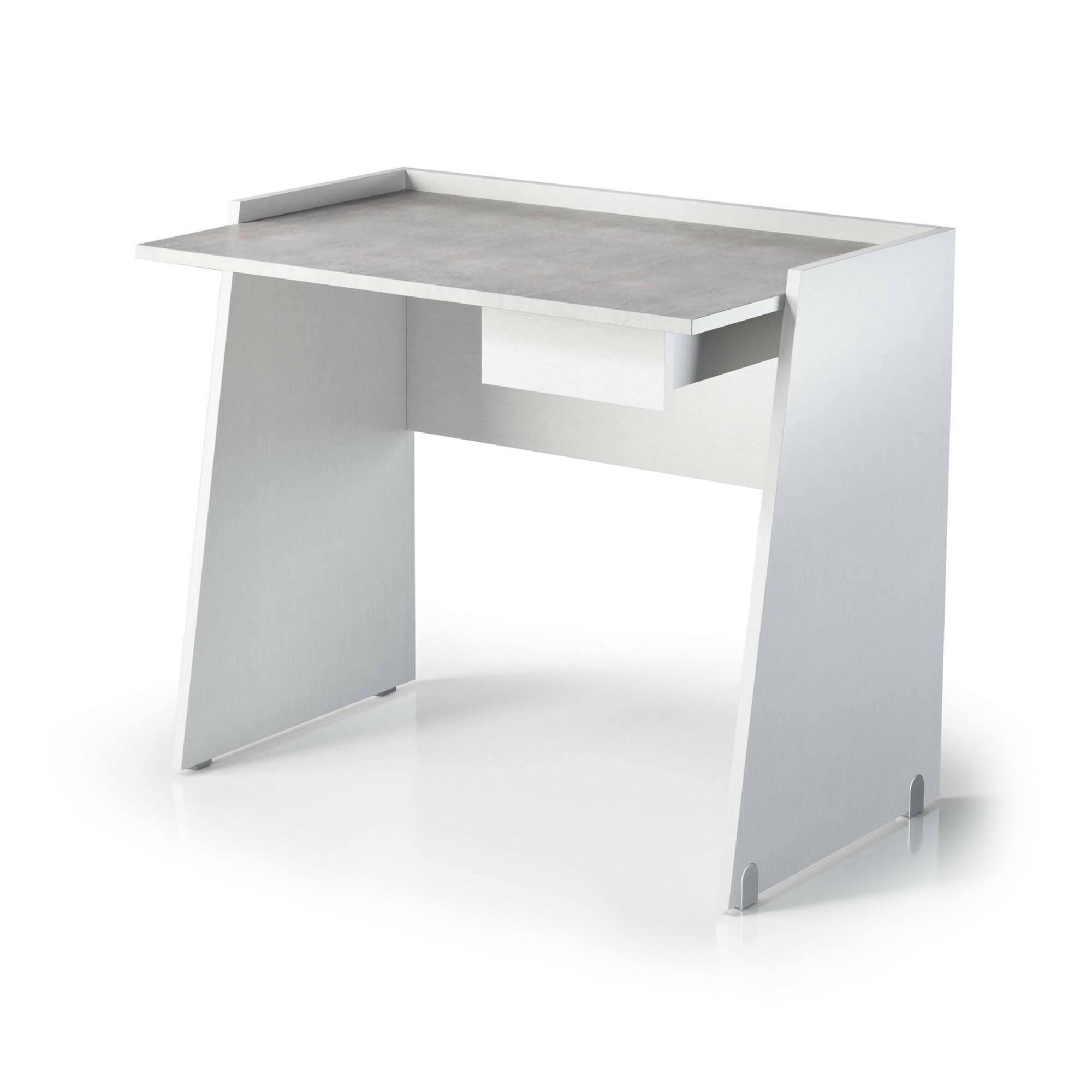 SCHREIBTISCH Weiß, Zement 60/90/80 cm - Weiß/Grau, Holzwerkstoff (60/90/80cm) - DMORA