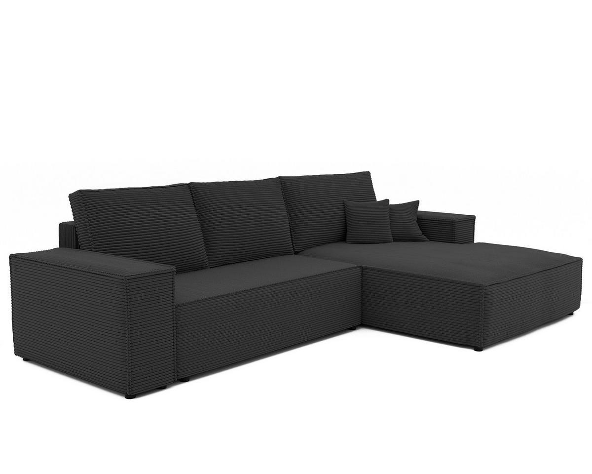 ECKSOFA NOVA mit Schlaffunktion und Bettkasten Anthrazit - Anthrazit, Holzwerkstoff/Kunststoff (250/90cm) - Idohome