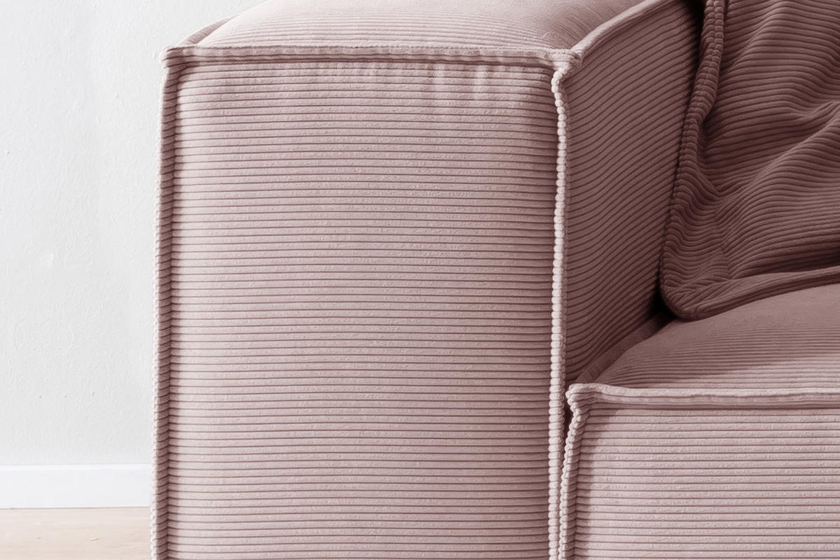 SOFA CARMO Pink Cord - Pink/Schwarz, Kunststoff/Textil (306/68/118cm) - KAWOLA